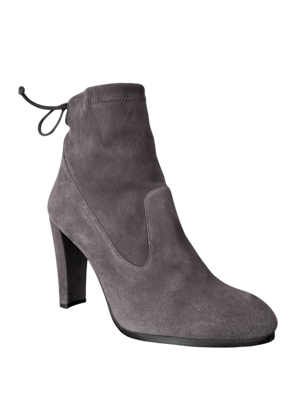 Stuart Weitzman Women's Glove Stretch Suede Back-Tie Ankle Boots Gray Size 8.5